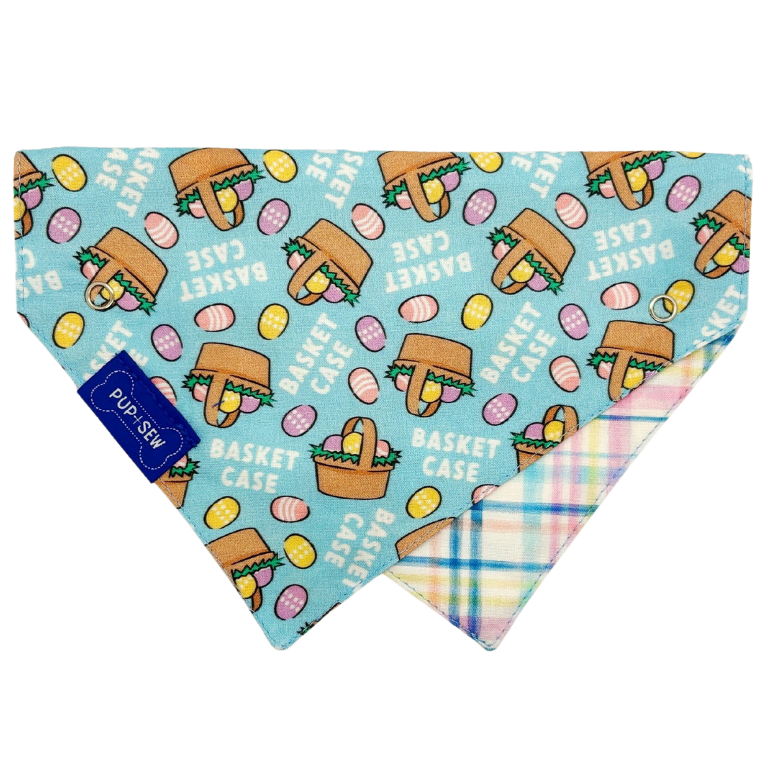 Basket Case Dog Collar Bandana, Reversible and Two-Tone