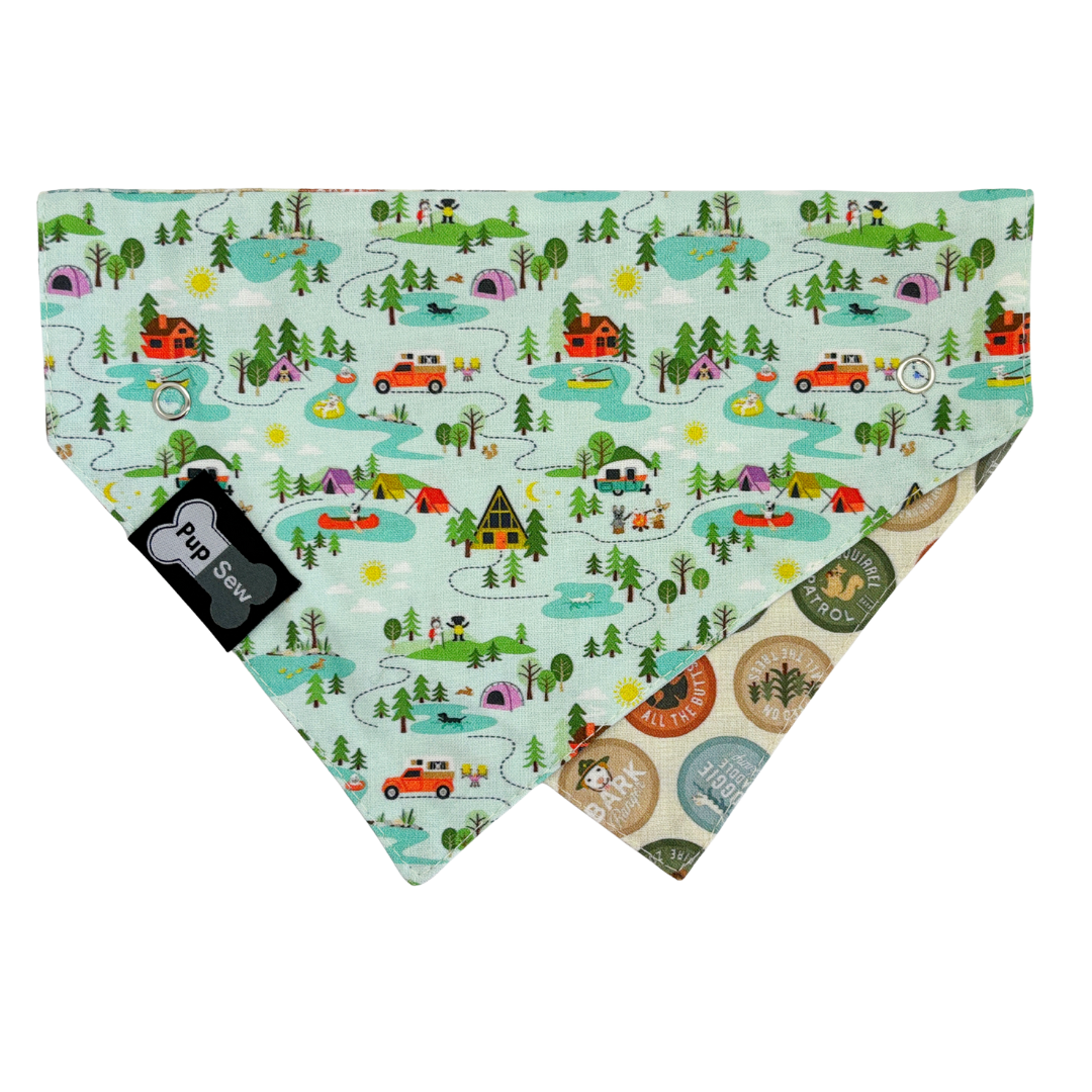 Pup Scout Dog Collar Bandana, Reversible and Two-Tone