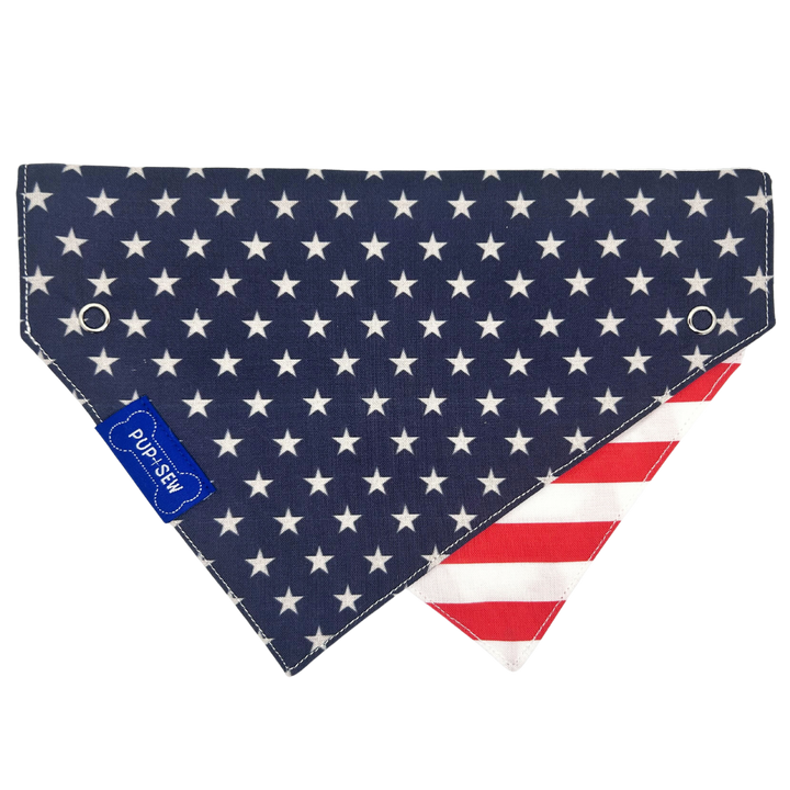 Patriotic Dog Collar Bandana, Reversible and Two-Tone