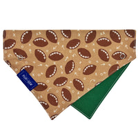 Football Dog Collar Bandana, Reversible and Two-Tone