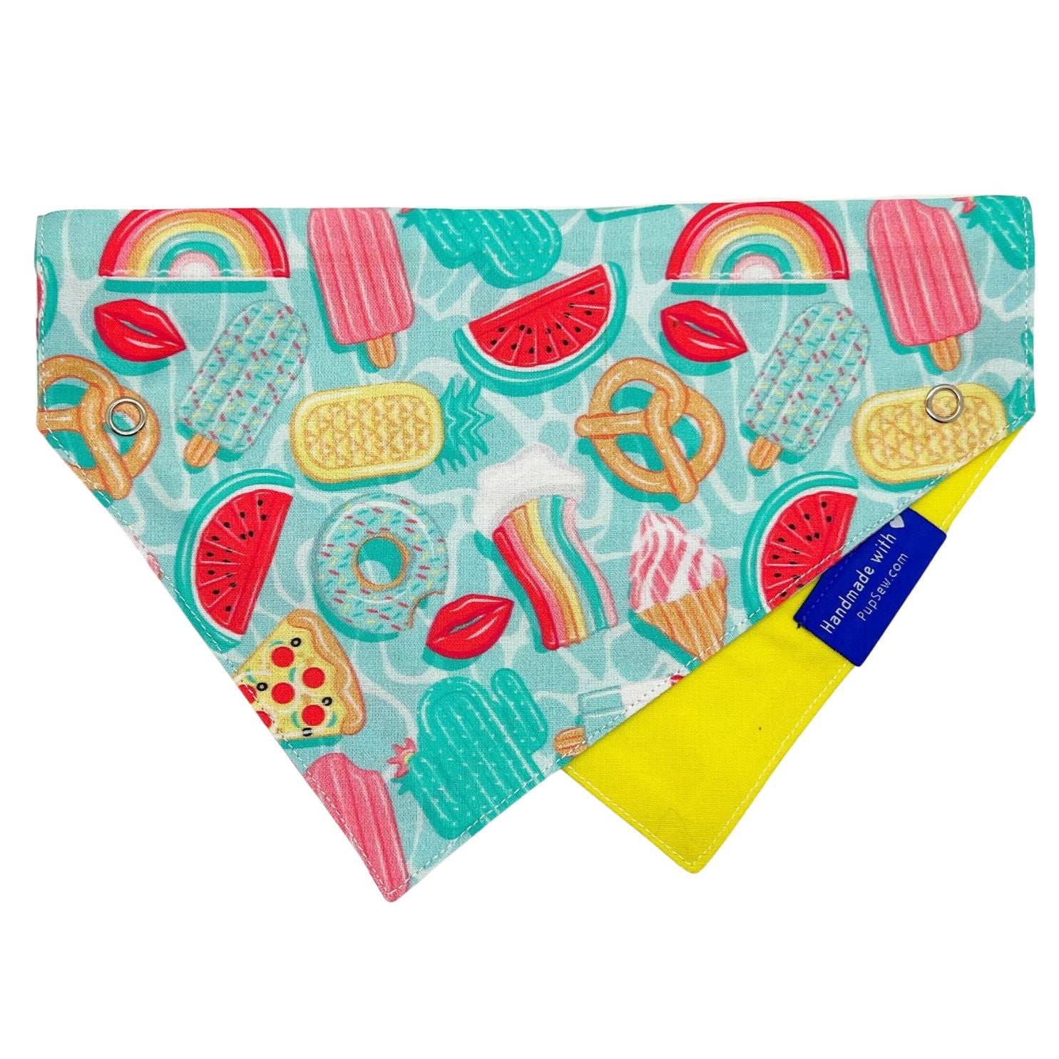 Pool Party Dog Collar Bandana, Reversible and Two-Tone
