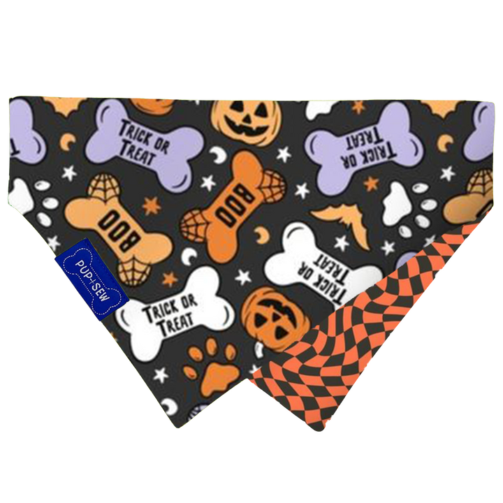 Groovy Bones Dog Collar Bandana, Reversible and Two-Tone