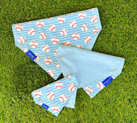 Baseball Dog Collar Bandana, Reversible and Two-Tone