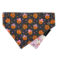 Haunted Hoedown Dog Collar Bandana, Reversible and Two-Tone