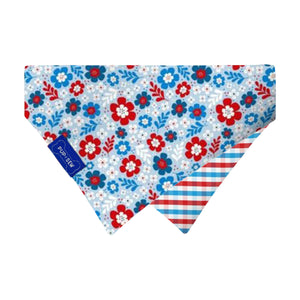 July Floral Dog Collar Bandana, Reversible and Two-Tone