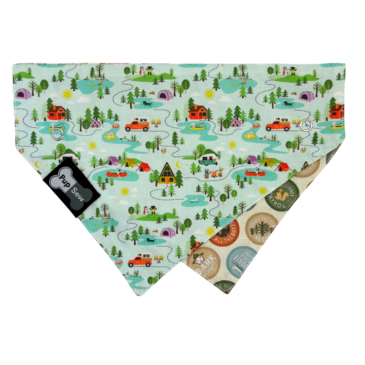 Pup Scout Dog Collar Bandana, Reversible and Two-Tone