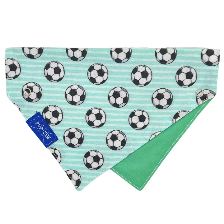 Soccer Ball Dog Collar Bandana, Reversible and Two-Tone