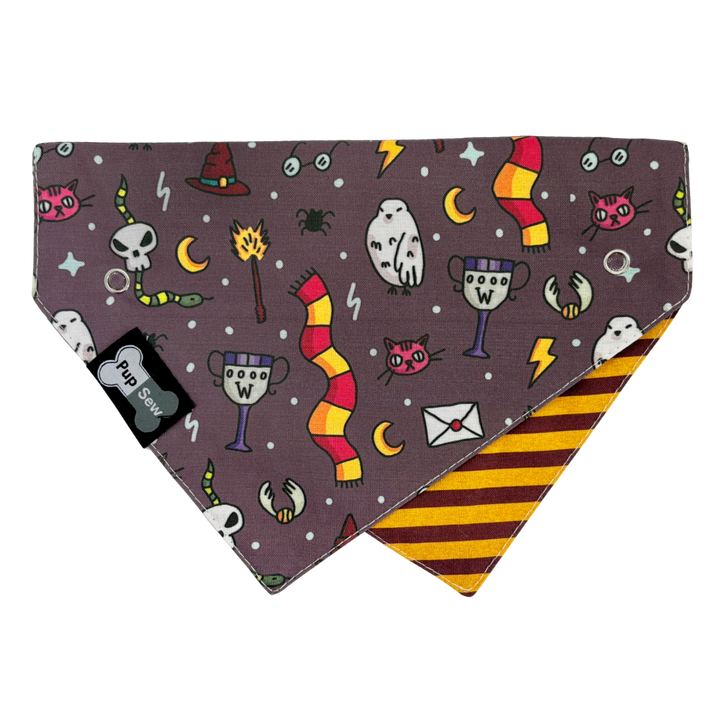 Wizarding Pup Dog Collar Bandana, Reversible and Two-Tone