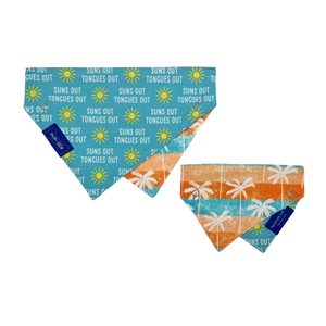 "Suns Out Tongues Out" Dog Collar Bandana, Reversible and Two-Tone