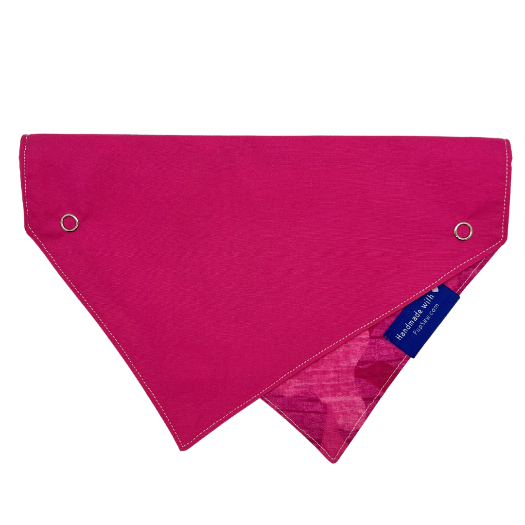 Pink Camo Dog Collar Bandana, Reversible and Two-Tone