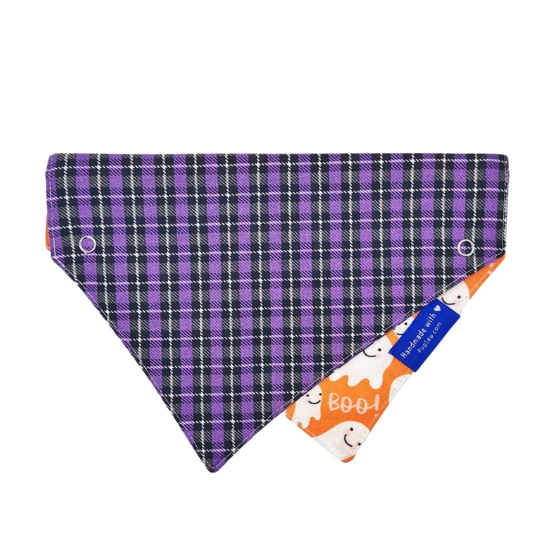 Boo Dog Collar Bandana, Reversible and Two-Tone