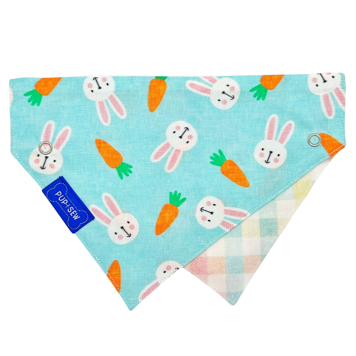 Easter Bunny Dog Collar Bandana, Reversible and Two-Tone