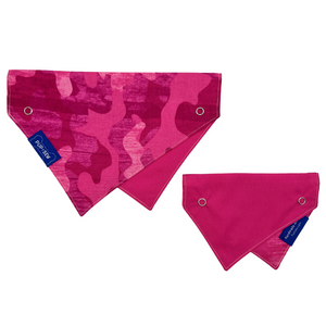 Pink Camo Dog Collar Bandana, Reversible and Two-Tone