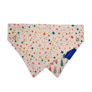 Pink Trees and Stars Dog Collar Bandana, Reversible and Two-Tone