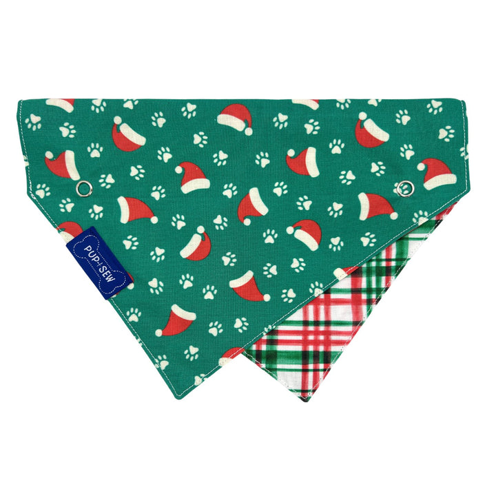 "Santa Paws" Dog Collar Bandana, Reversible and Two-Tone