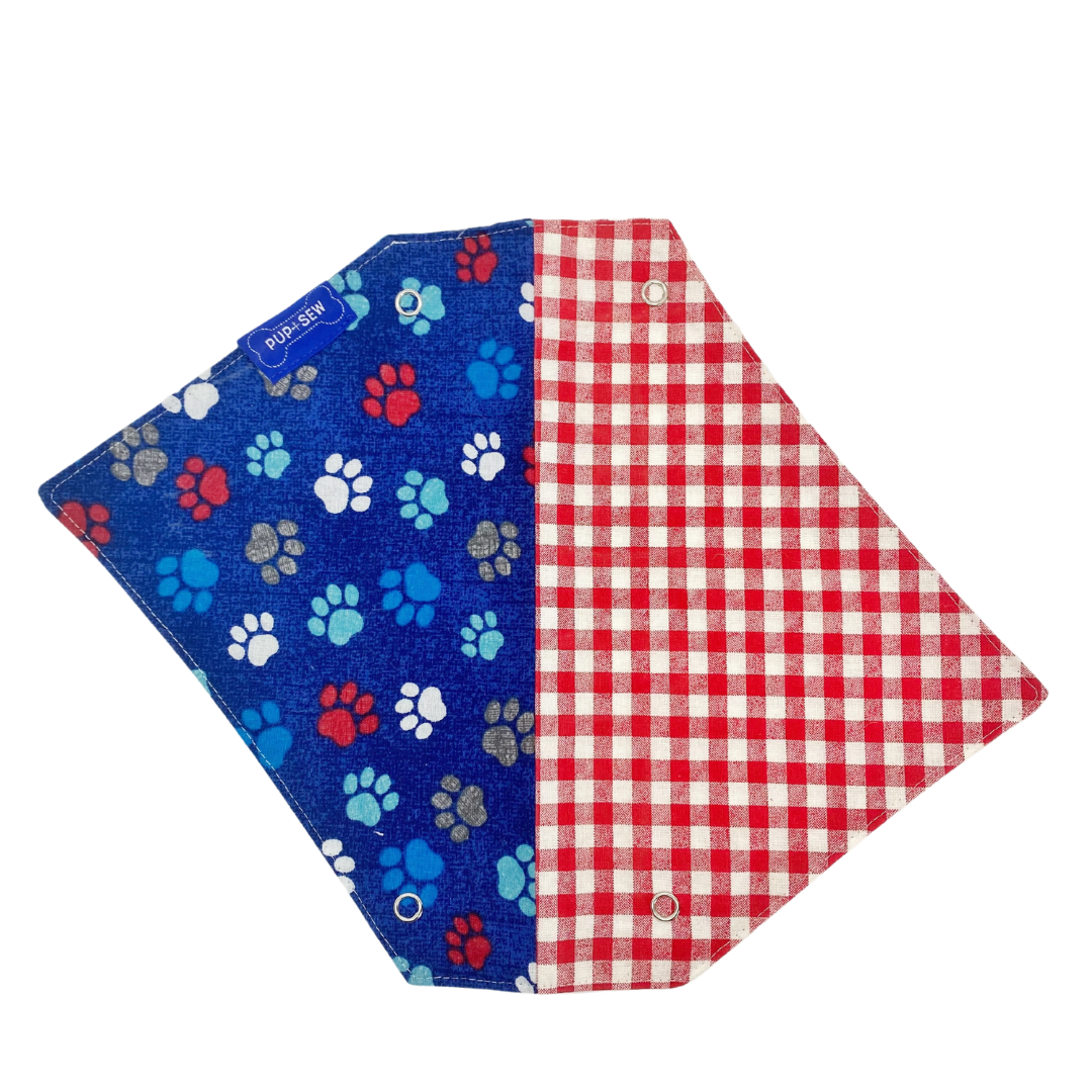 Picnic Dog Collar Bandana, Reversible and Two-Tone