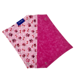 Pink Bone Dog Collar Bandana, Reversible and Two-Tone
