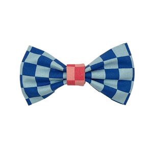 Blue Checkered Pet Bow