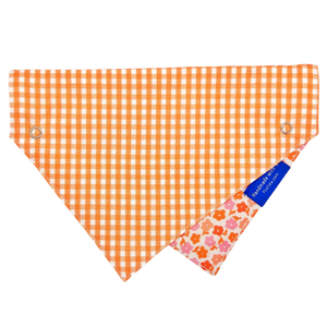 Orange Daisy Dog Collar Bandana, Reversible and Two-Tone