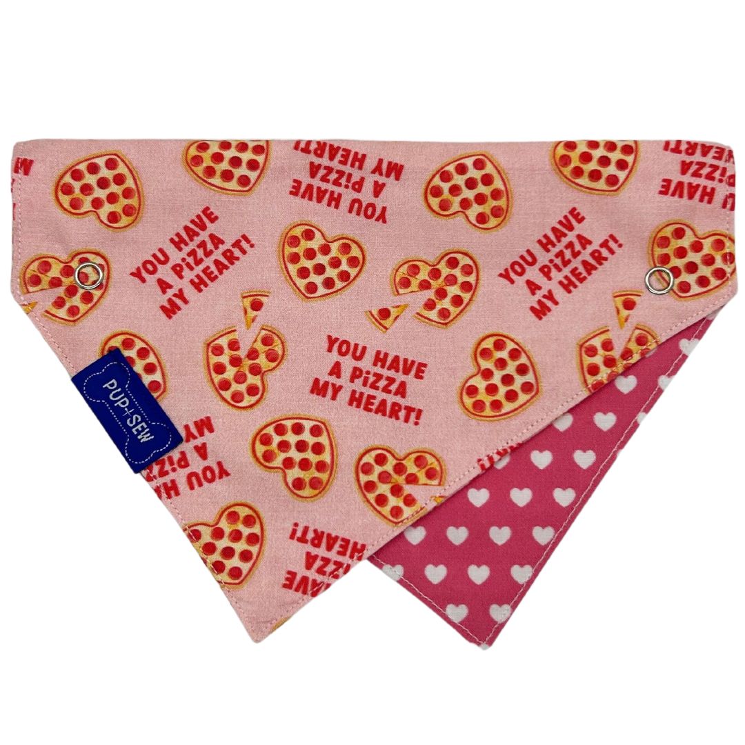 "Pizza My Heart" Dog Collar Bandana, Reversible and Two-Tone