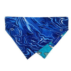 Shark in Blue Water Dog Collar Bandana, Reversible and Two-Tone