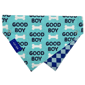 Good Boy Dog Collar Bandana, Reversible and Two-Tone