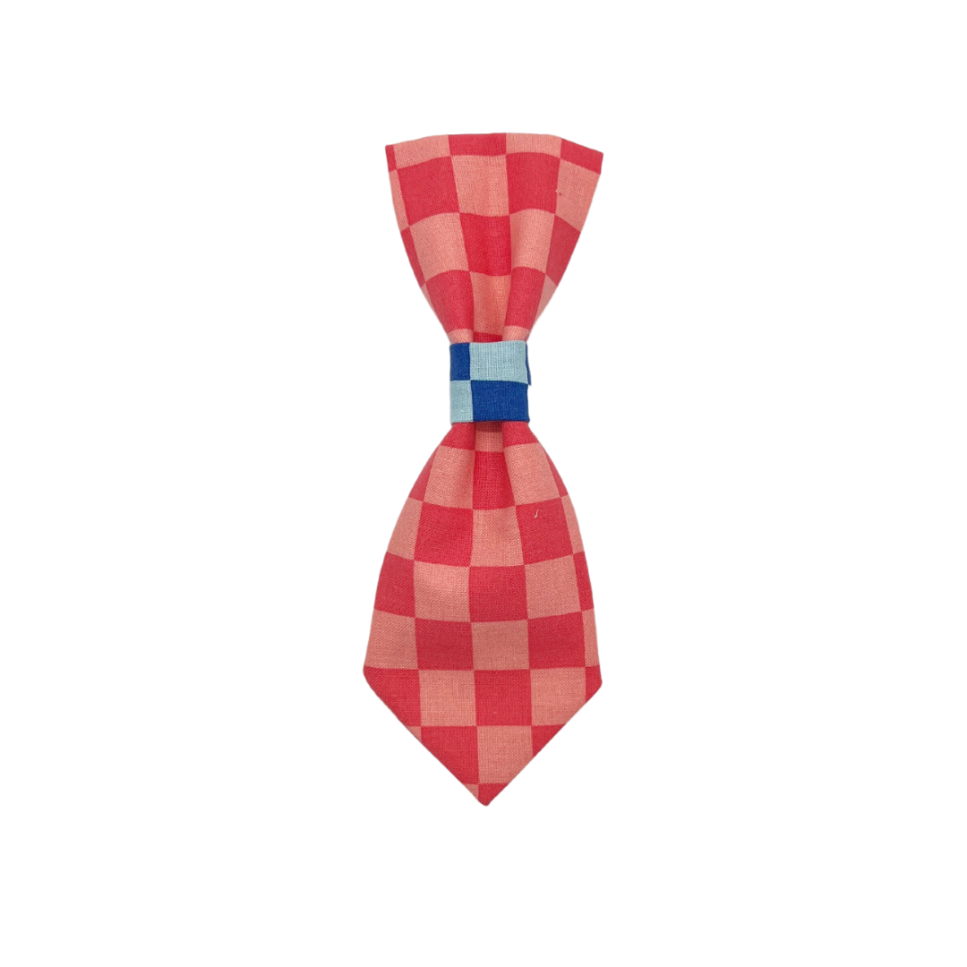 Red Checkered Pet Tie, Slip-On