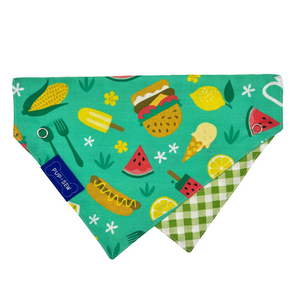 "Summer Picnic" Dog Collar Bandana, Reversible and Two-Tone