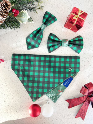 "Green Buffalo Plaid" Pet Bow Tie