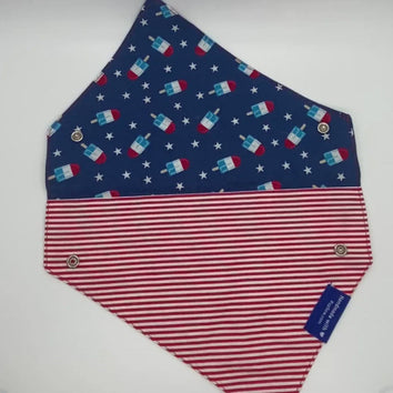 Popsicle Dog Collar Bandana, Reversible and Two-Tone