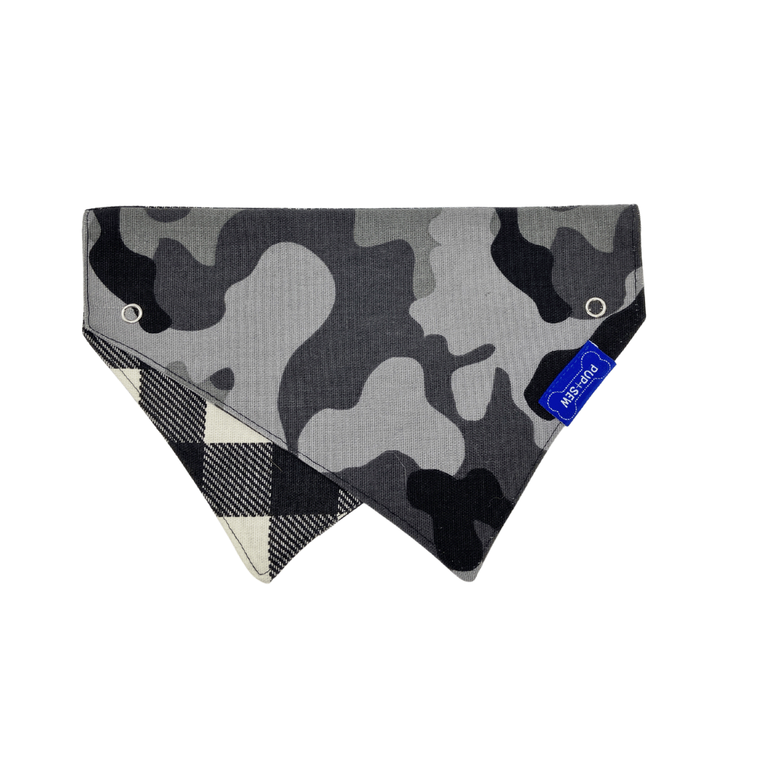 Camo Dog Collar Bandana, Reversible and Two-Tone
