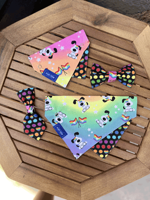 "Puppy Love" Dog Collar Bandana, Reversible and Two-Tone