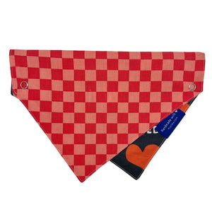 "Rescued" Red Checkered Dog Collar Bandana, Reversible and Two-Tone
