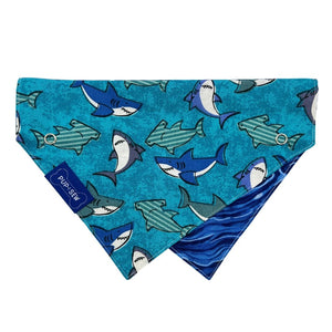 Shark in Blue Water Dog Collar Bandana, Reversible and Two-Tone