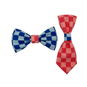 Blue Checkered Pet Bow